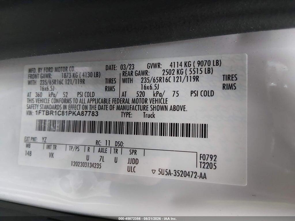 1FTBR1C81PKA87783 2023 FORD TRANSIT-250 photo no. 9
