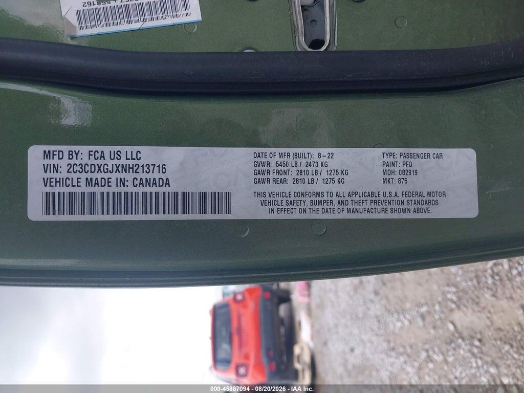2C3CDXGJXNH213716 2022 DODGE CHARGER photo no. 9
