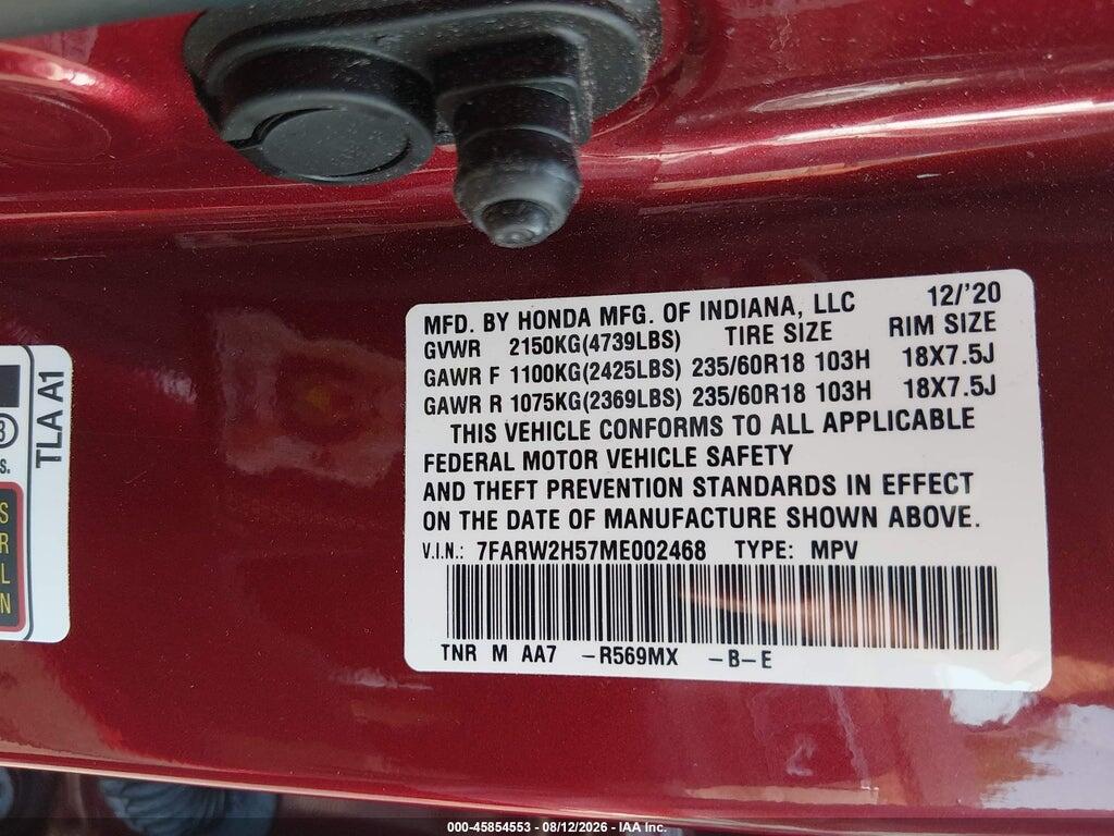 7FARW2H57ME002468 2021 HONDA CR-V photo no. 9
