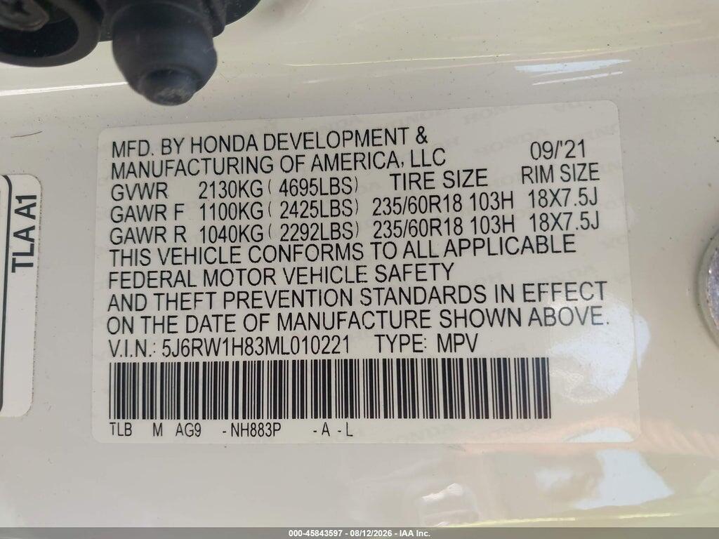 5J6RW1H83ML010221 2021 HONDA CR-V photo no. 9
