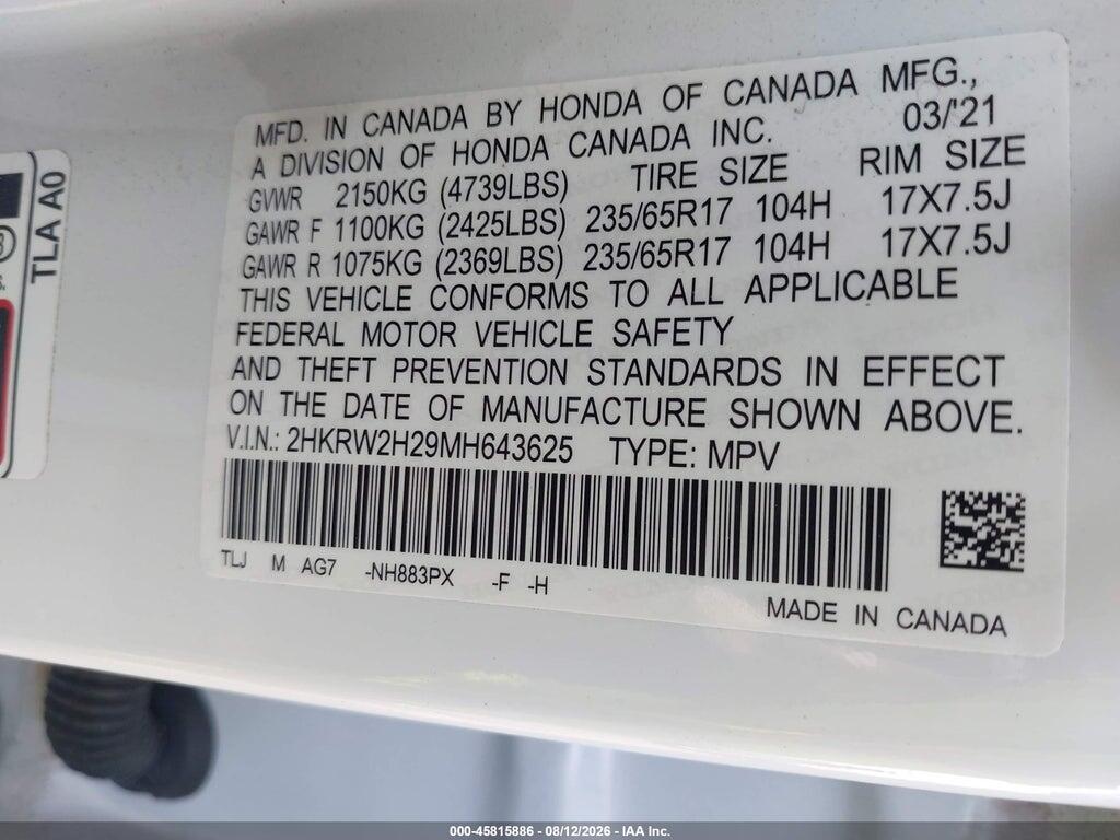 2HKRW2H29MH643625 2021 HONDA CR-V photo no. 9
