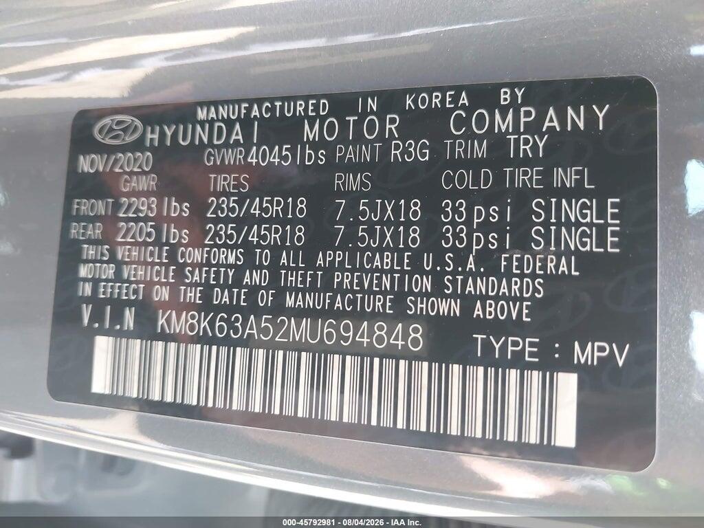 KM8K63A52MU694848 2021 HYUNDAI KONA photo no. 9