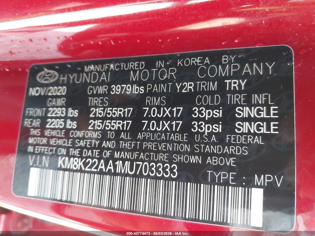 KM8K22AA1MU703333 2021 HYUNDAI KONA photo no. 9