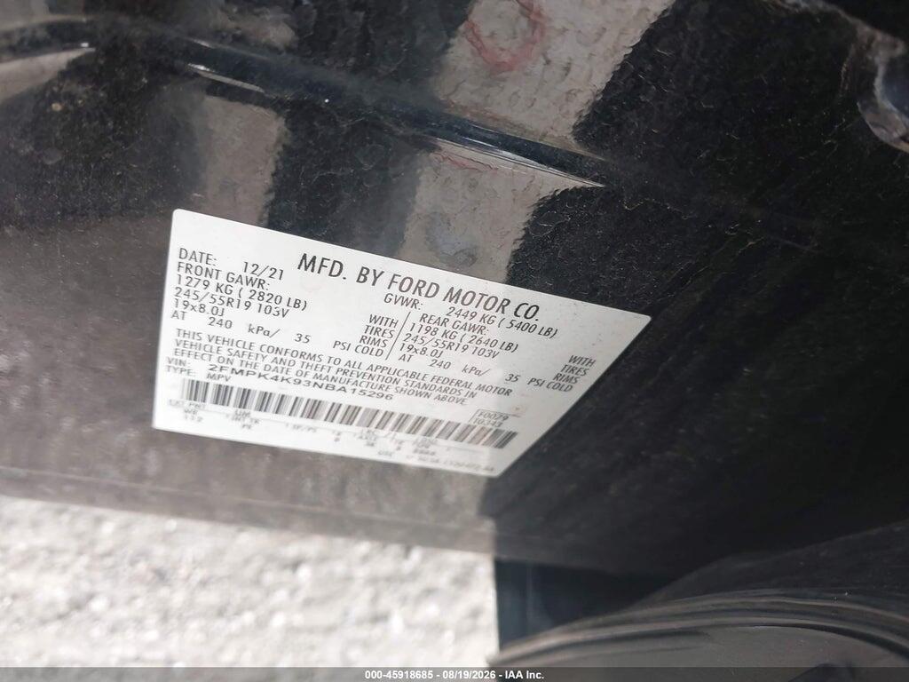 2FMPK4K93NBA15296 2022 FORD EDGE photo no. 9