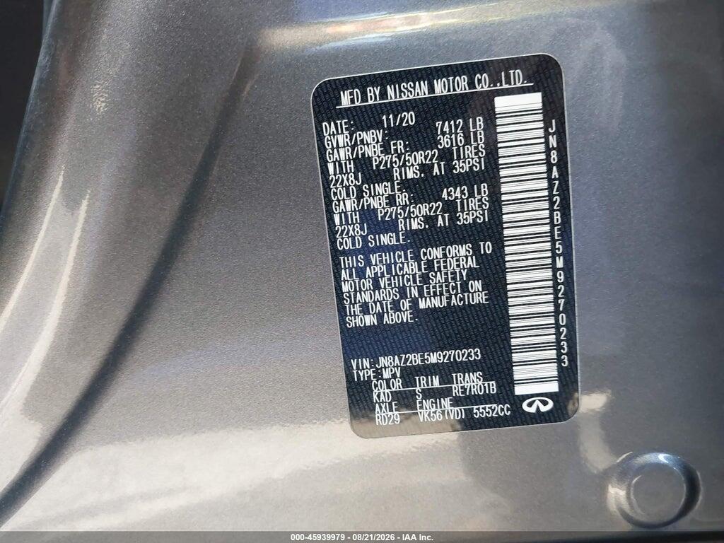 JN8AZ2BE5M9270233 2021 INFINITI QX80 photo no. 9