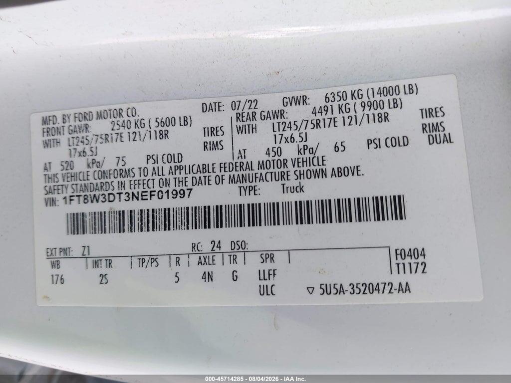 1FT8W3DT3NEF01997 2022 FORD F-350 photo no. 9