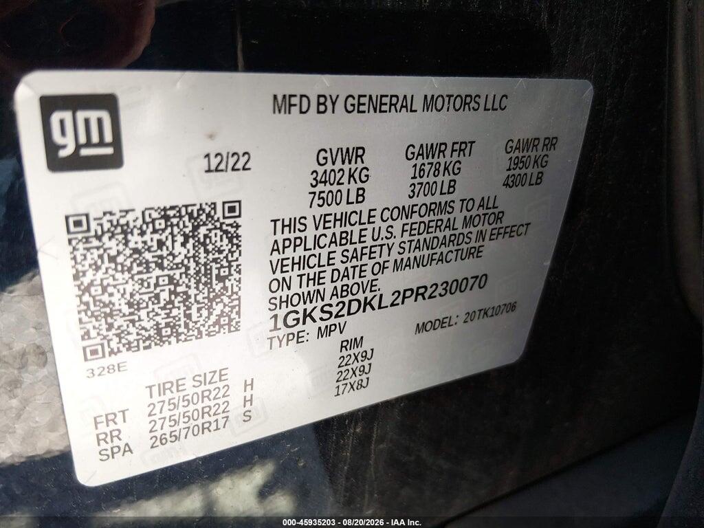 1GKS2DKL2PR230070 2023 GMC YUKON photo no. 9
