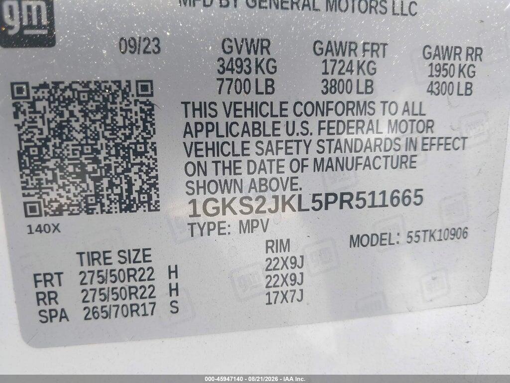 1GKS2JKL5PR511665 2023 GMC YUKON XL photo no. 9
