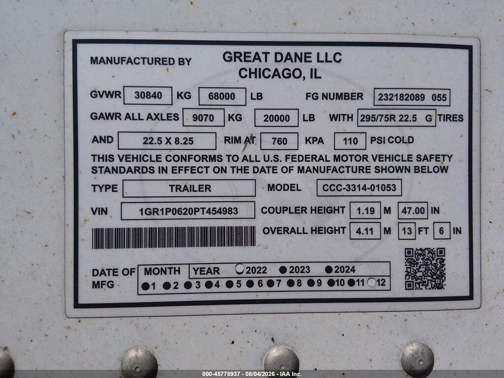 1GR1P0620PT454983 2023 GREAT DANE TRAILERS UNKNOWN photo no. 9