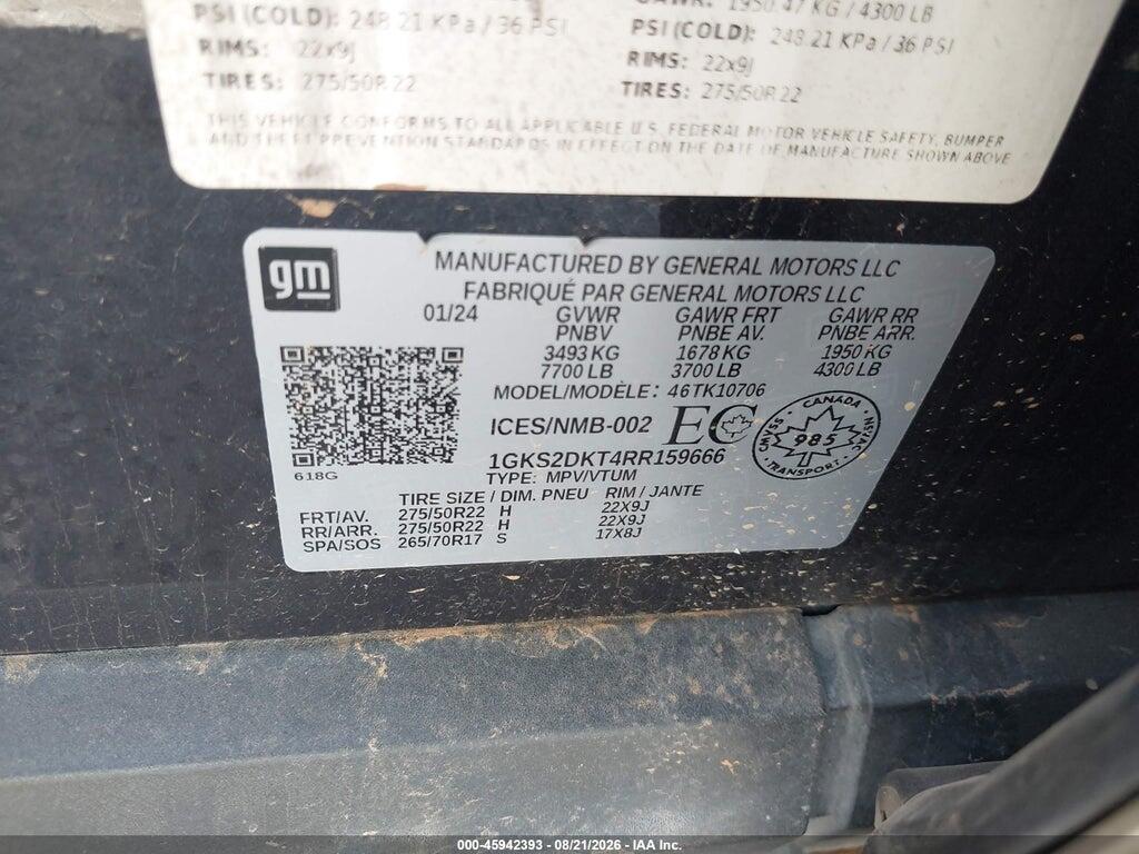 1GKS2DKT4RR159666 2024 GMC YUKON photo no. 9