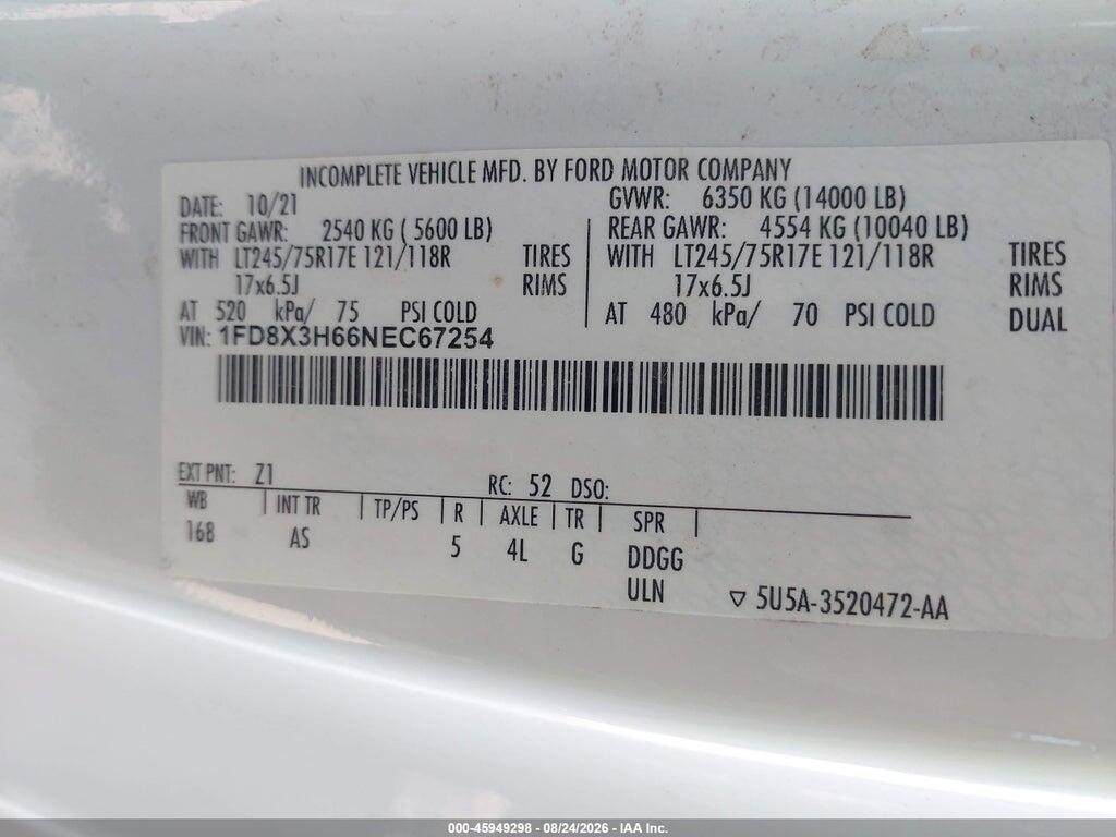 1FD8X3H66NEC67254 2022 FORD F-350 CHASSIS photo no. 9