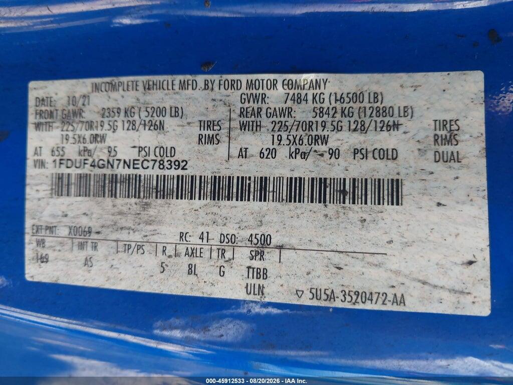 1FDUF4GN7NEC78392 2022 FORD F-450 CHASSIS photo no. 5