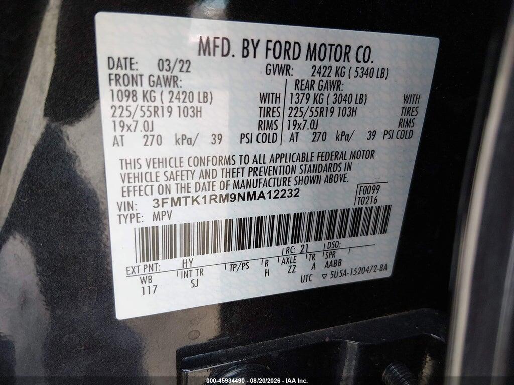 3FMTK1RM9NMA12232 2022 FORD MUSTANG MACH-E photo no. 9