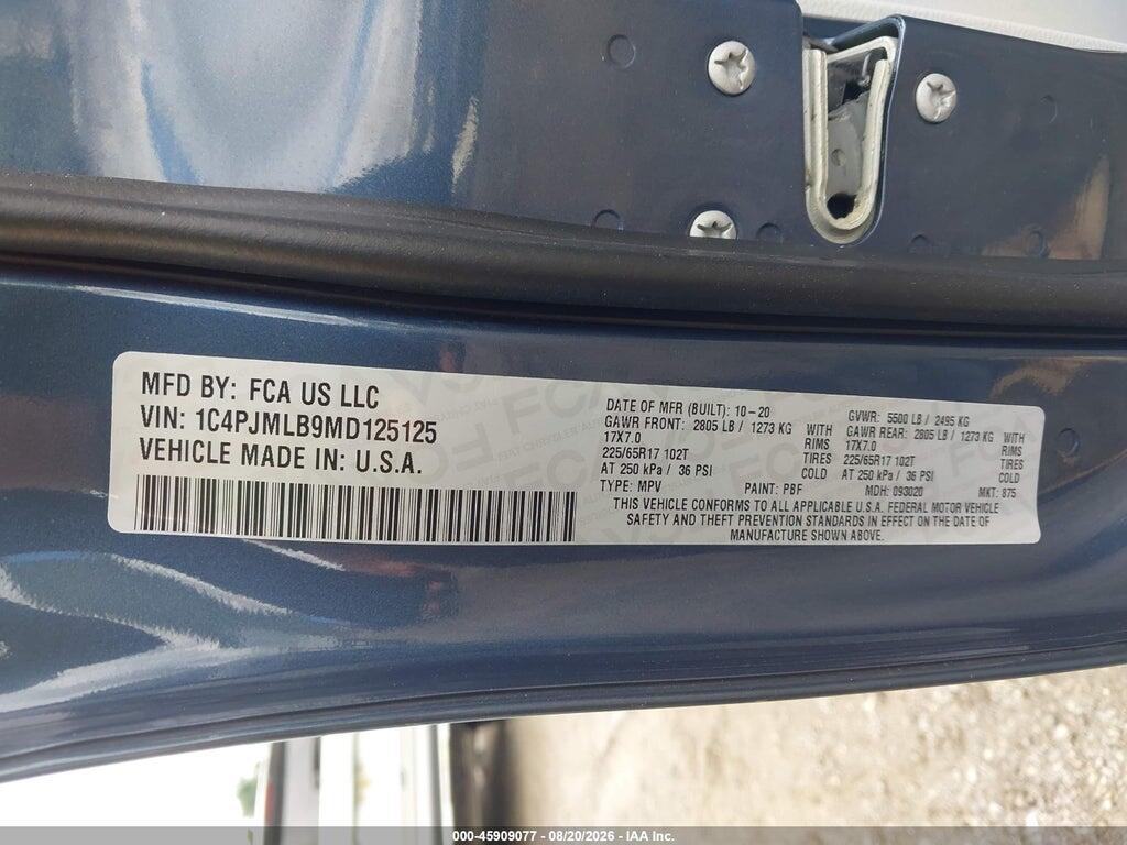 1C4PJMLB9MD125125 2021 JEEP CHEROKEE photo no. 9