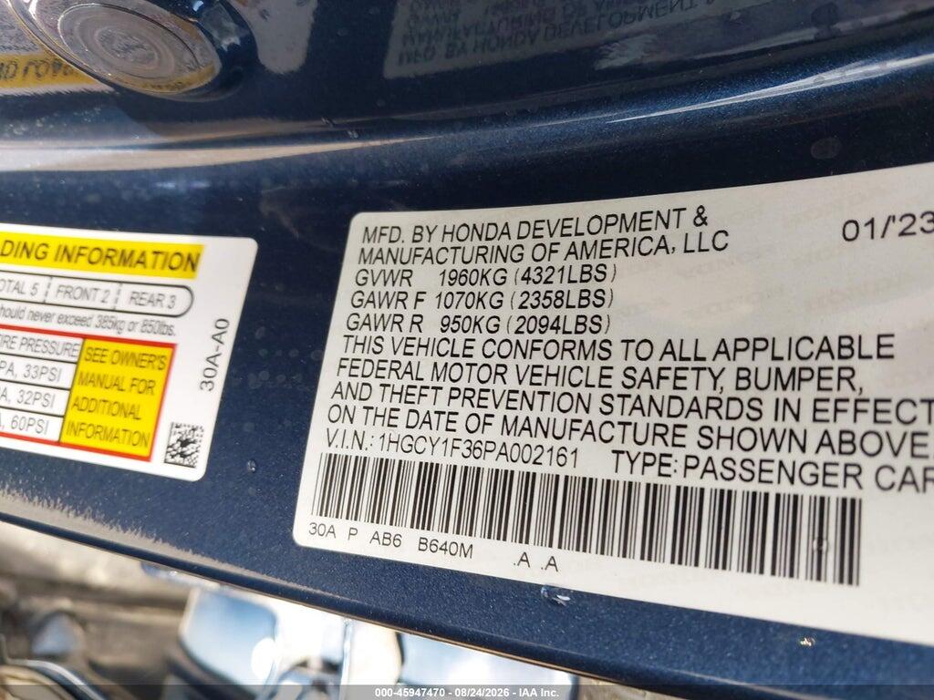 1HGCY1F36PA002161 2023 HONDA ACCORD photo no. 9