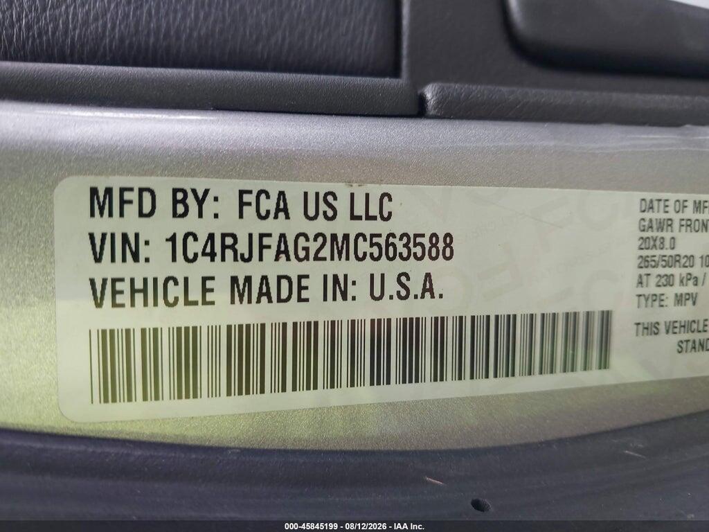 1C4RJFAG2MC563588 2021 JEEP GRAND CHEROKEE photo no. 9