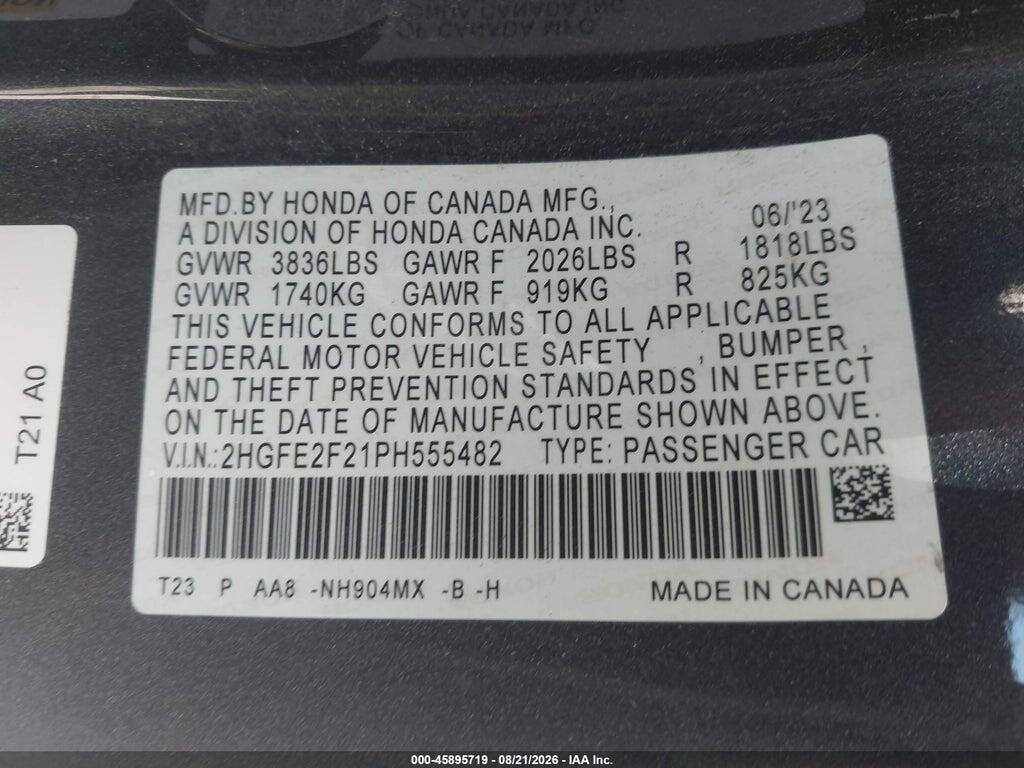 2HGFE2F21PH555482 2023 HONDA CIVIC photo no. 9