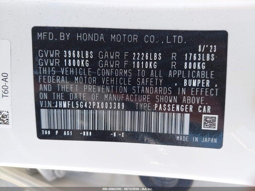 JHMFL5G42PX003389 2023 HONDA CIVIC TYPE R photo no. 9
