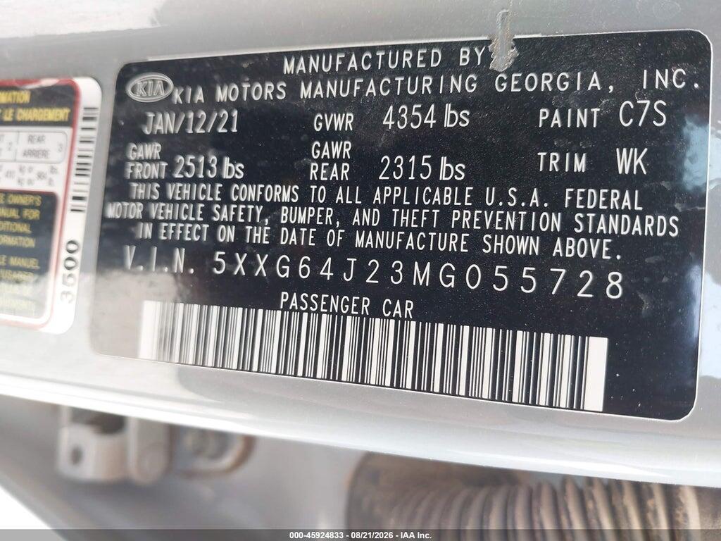 5XXG64J23MG055728 2021 KIA K5 photo no. 9