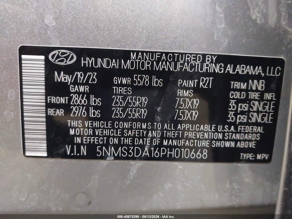 5NMS3DA16PH010668 2023 HYUNDAI SANTA FE HYBRID photo no. 9