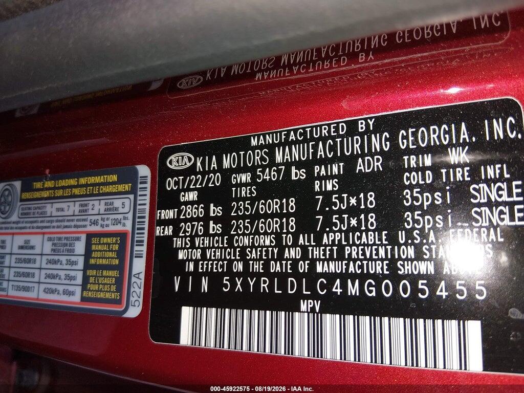 5XYRLDLC4MG005455 2021 KIA SORENTO photo no. 9