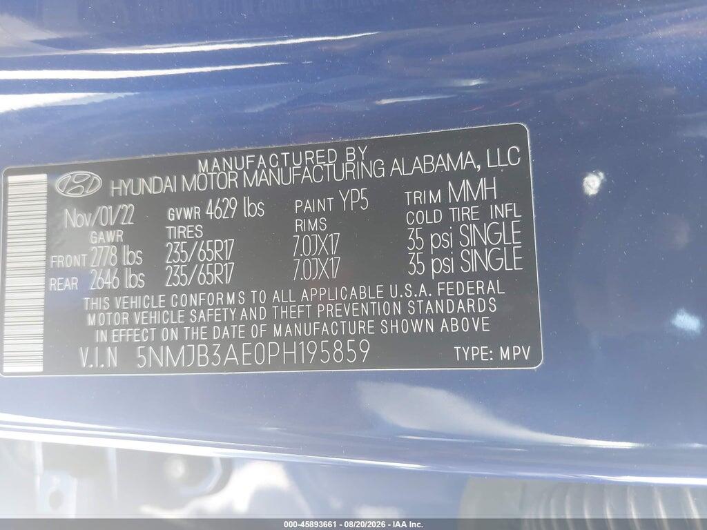 5NMJB3AE0PH195859 2023 HYUNDAI TUCSON photo no. 9
