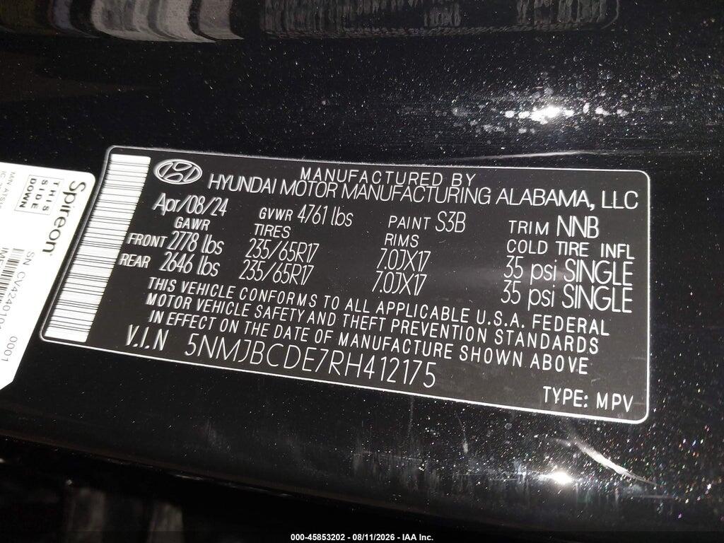 5NMJBCDE7RH412175 2024 HYUNDAI TUCSON photo no. 9