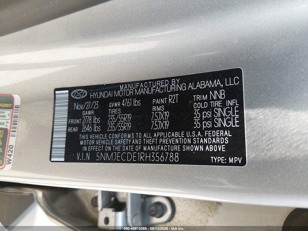 5NMJECDE1RH356788 2024 HYUNDAI TUCSON photo no. 9