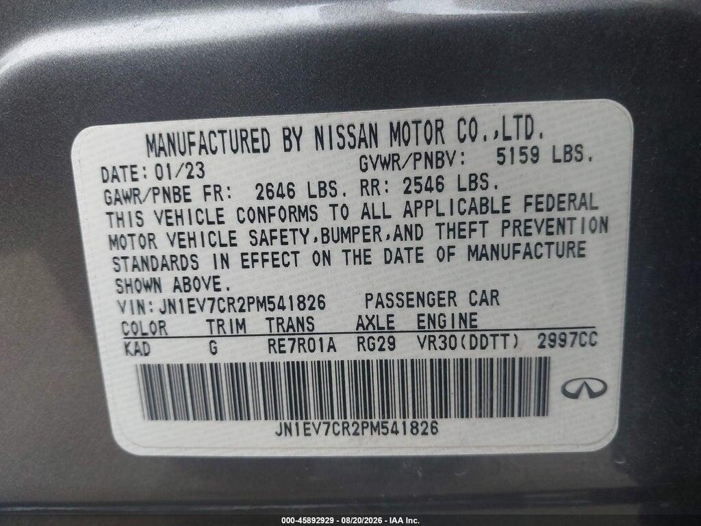 JN1EV7CR2PM541826 2023 INFINITI Q50 photo no. 9