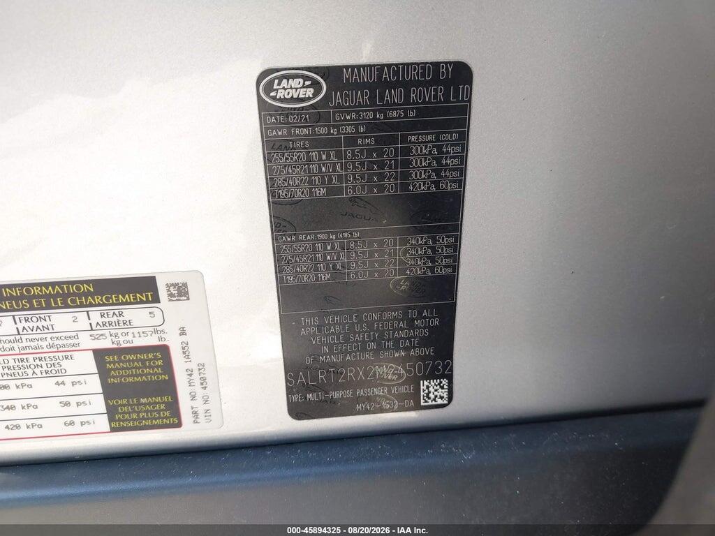 SALRT2RX2M2450732 2021 LAND ROVER DISCOVERY photo no. 9