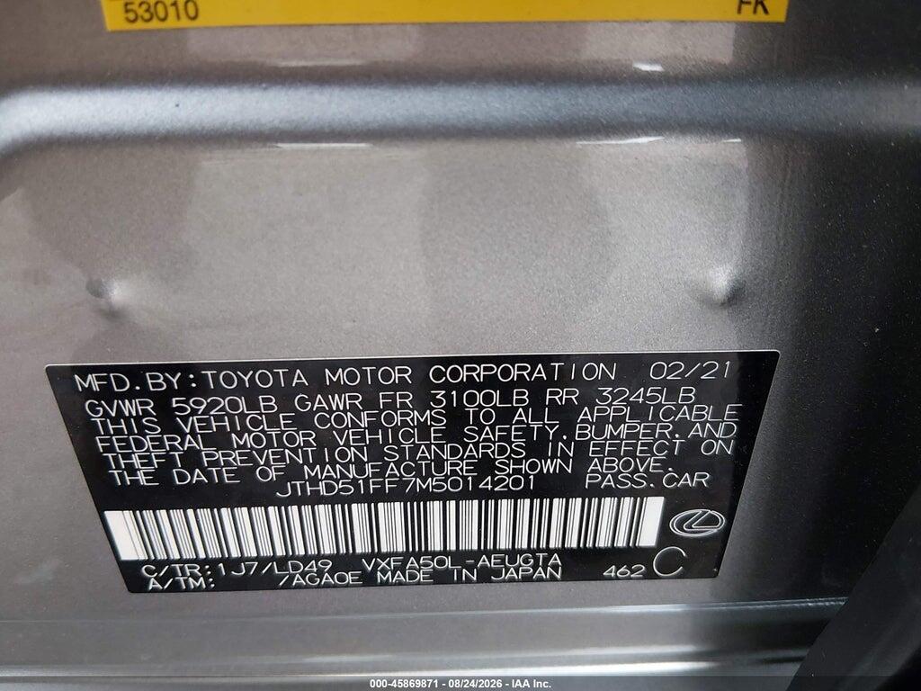 JTHD51FF7M5014201 2021 LEXUS LS 500 photo no. 9