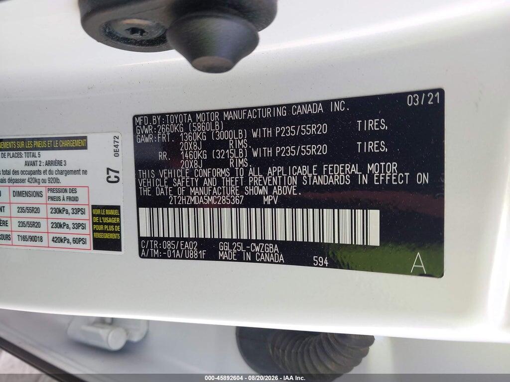 2T2HZMDA5MC285367 2021 LEXUS RX 350 photo no. 9