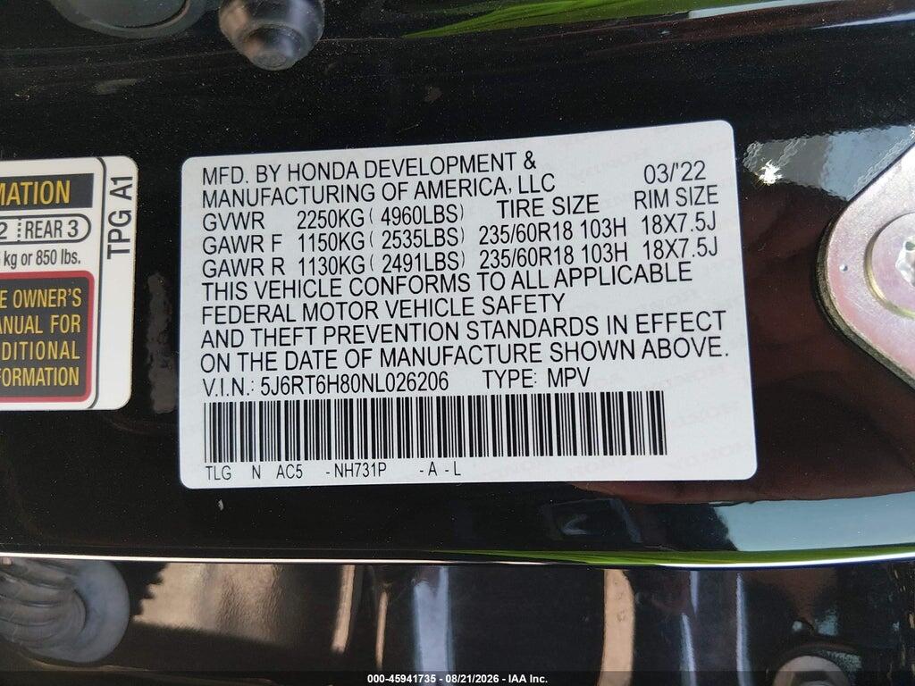 5J6RT6H80NL026206 2022 HONDA CR-V HYBRID photo no. 9