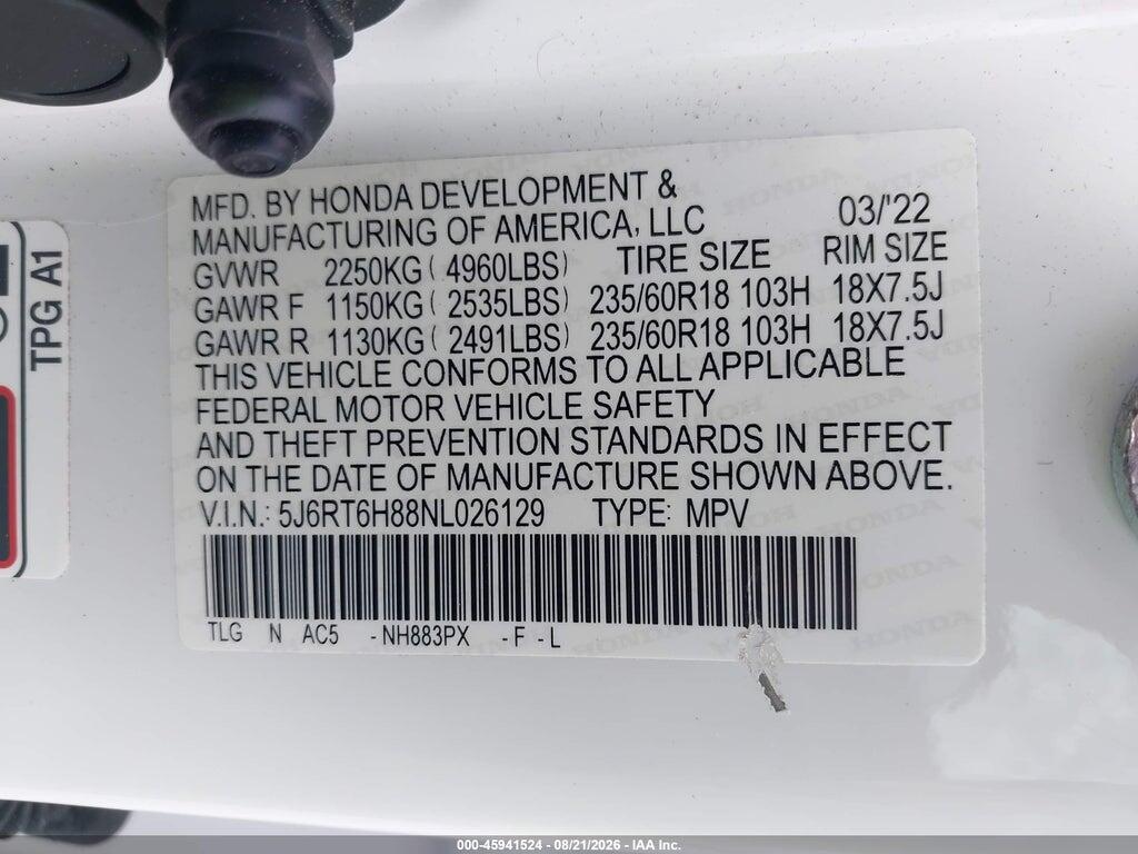 5J6RT6H88NL026129 2022 HONDA CR-V HYBRID photo no. 9