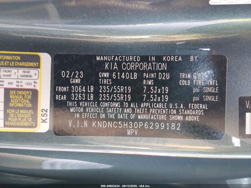 KNDNC5H30P6299182 2023 KIA CARNIVAL MPV photo no. 9