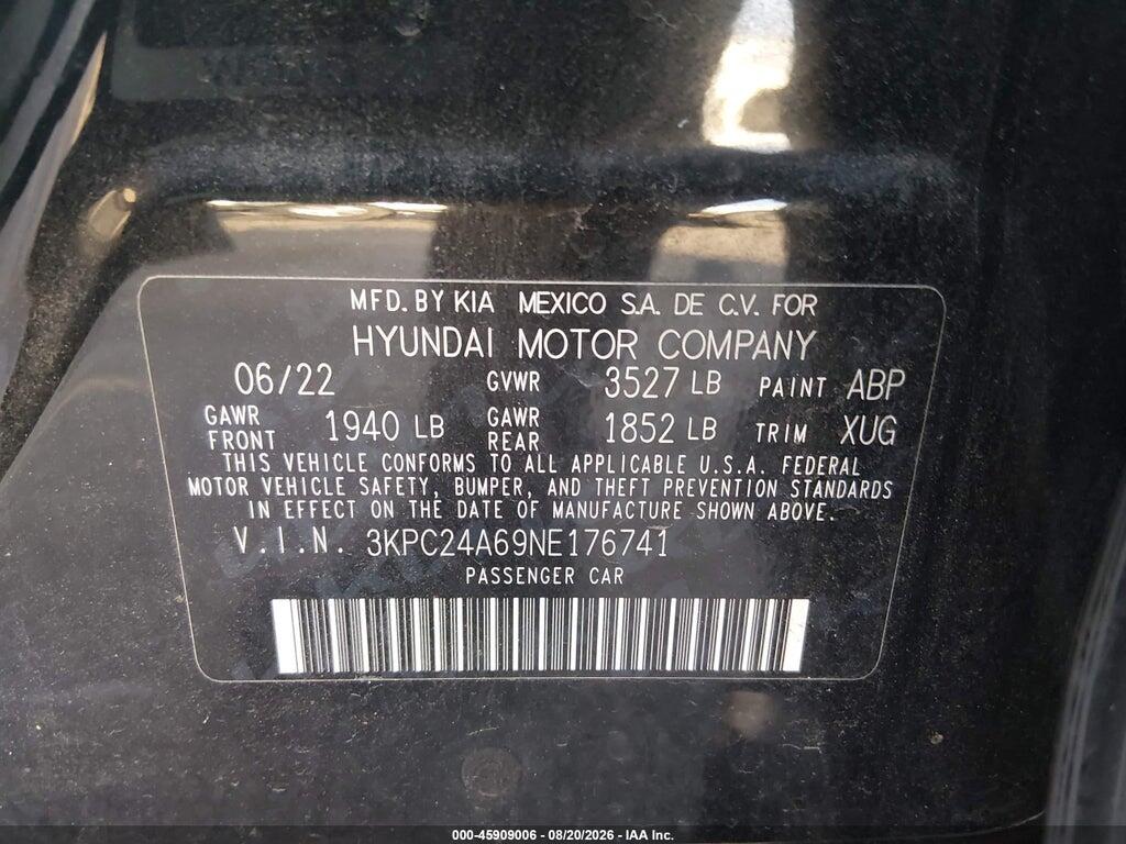 3KPC24A69NE176741 2022 HYUNDAI ACCENT photo no. 9