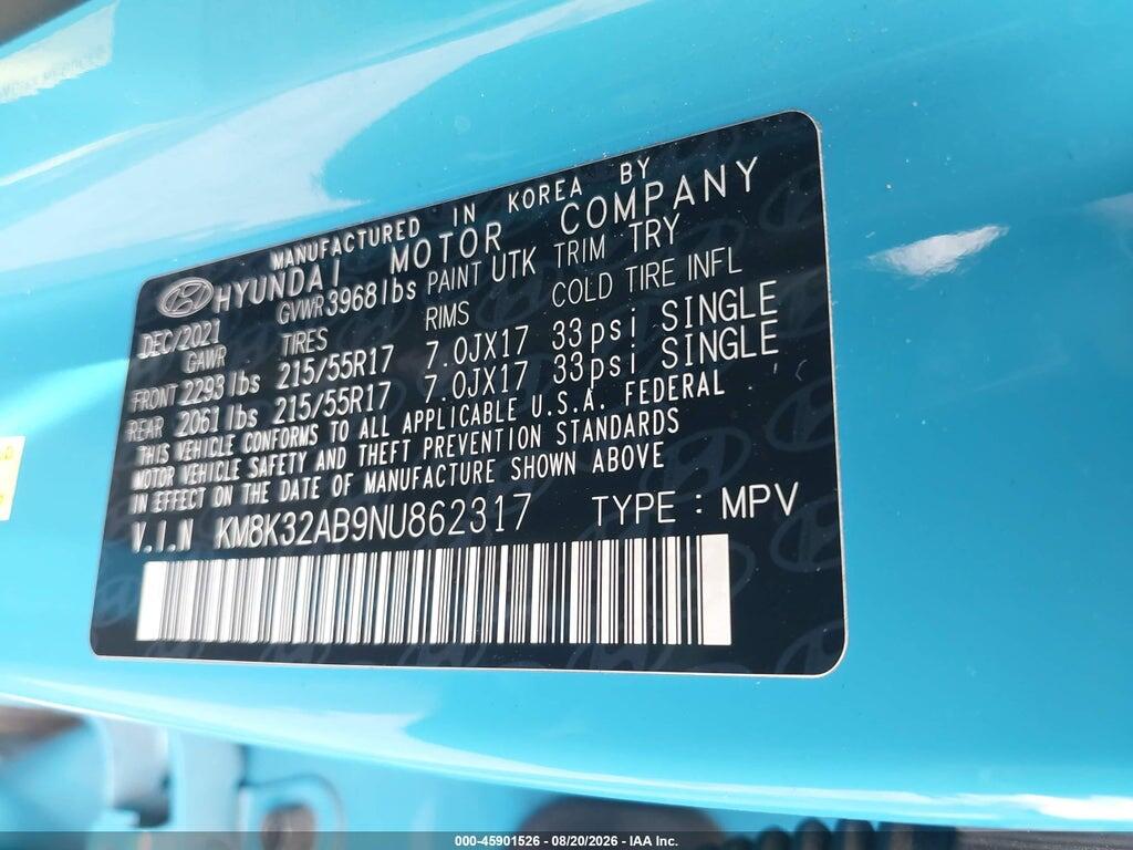 KM8K32AB9NU862317 2022 HYUNDAI KONA photo no. 9
