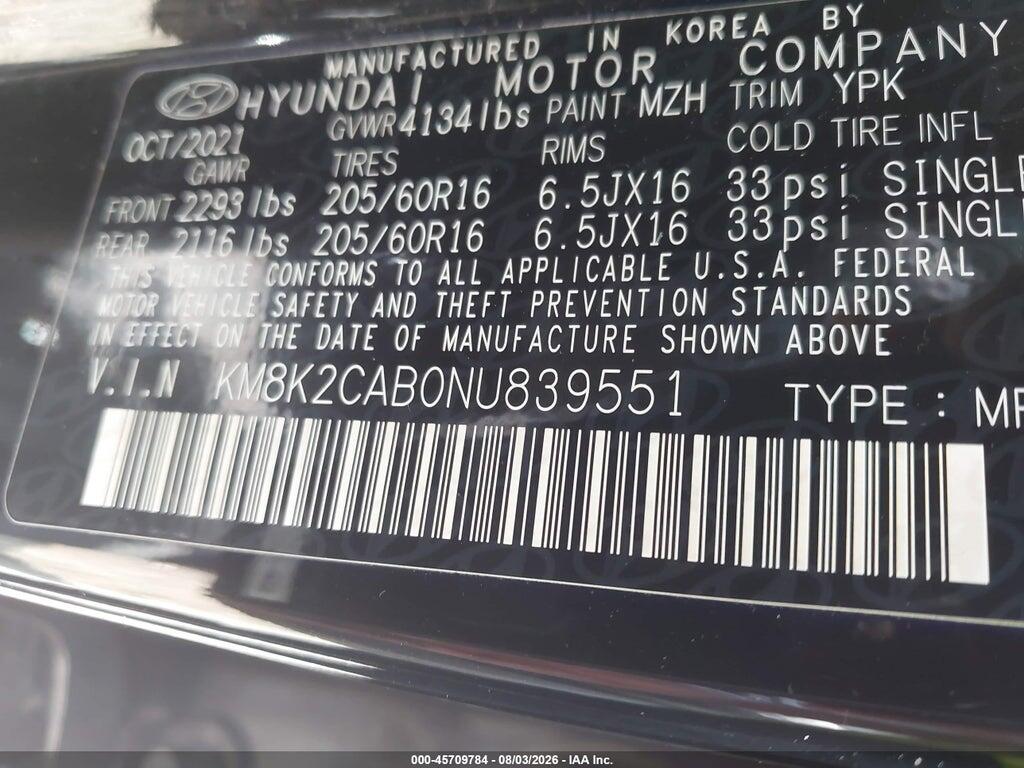 KM8K2CAB0NU839551 2022 HYUNDAI KONA photo no. 9