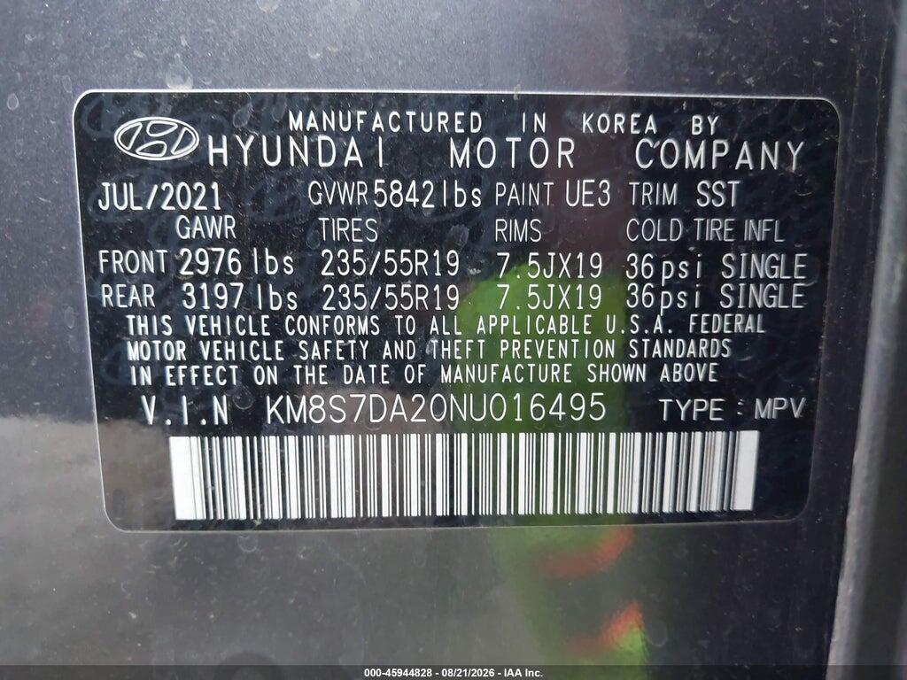 KM8S7DA20NU016495 2022 HYUNDAI SANTA FE PLUG-IN HYBRID photo no. 9