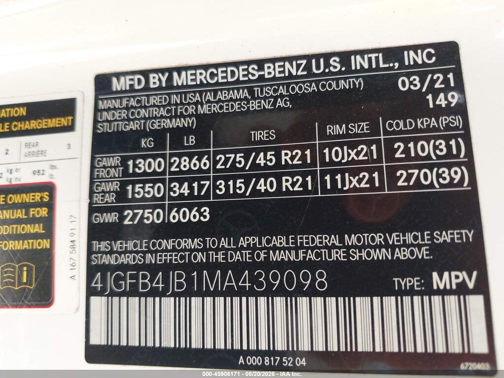 4JGFB4JB1MA439098 2021 MERCEDES-BENZ GLE 350 photo no. 9