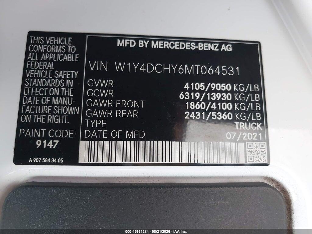 W1Y4DCHY6MT064531 2021 MERCEDES-BENZ SPRINTER 2500 photo no. 9