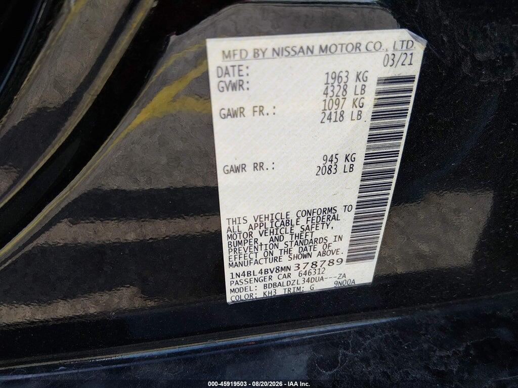 1N4BL4BV8MN378789 2021 NISSAN ALTIMA photo no. 9