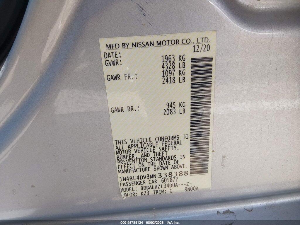 1N4BL4DV3MN338388 2021 NISSAN ALTIMA photo no. 9