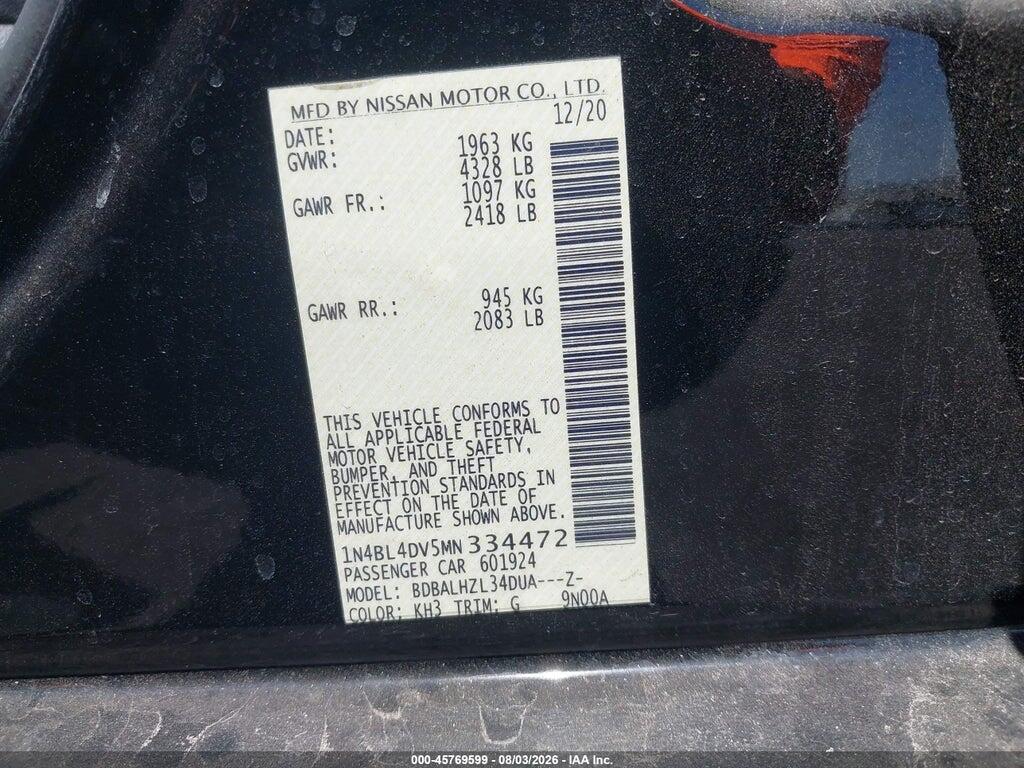 1N4BL4DV5MN334472 2021 NISSAN ALTIMA photo no. 9