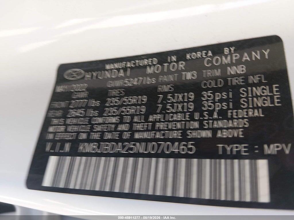 KM8JBDA25NU070465 2022 HYUNDAI TUCSON PLUG-IN HYBRID photo no. 9