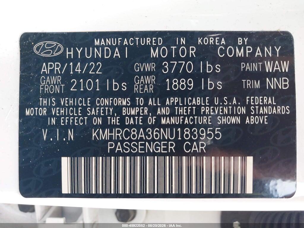 KMHRC8A36NU183955 2022 HYUNDAI VENUE photo no. 9