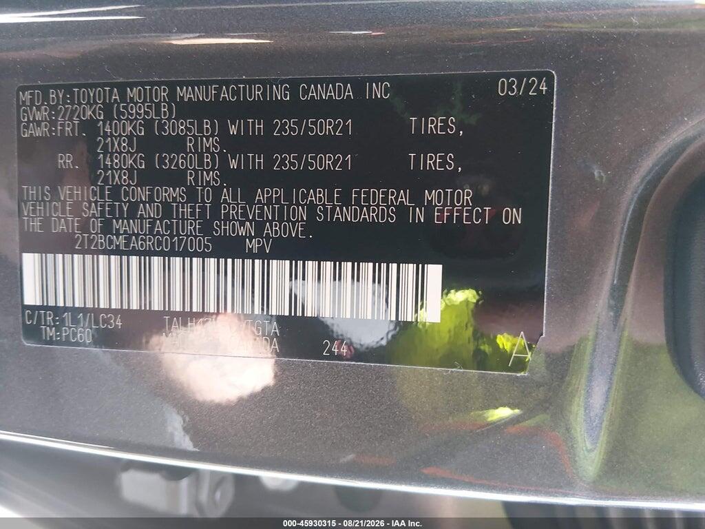 2T2BCMEA6RC017005 2024 LEXUS RX 500H photo no. 9
