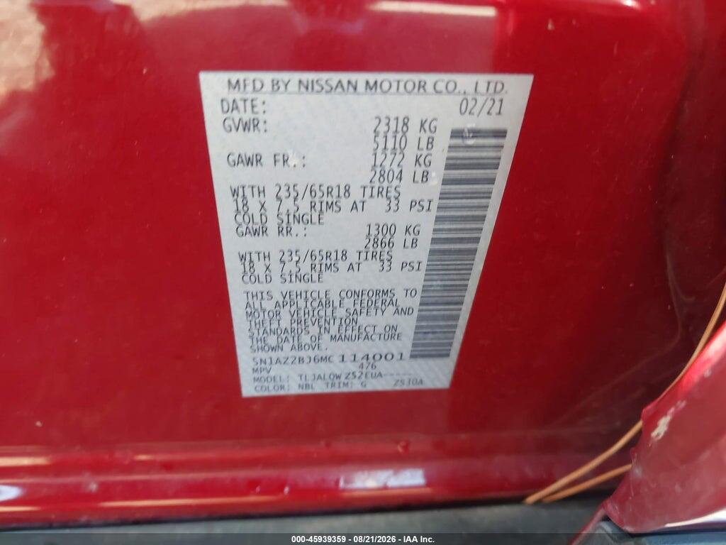 5N1AZ2BJ6MC114001 2021 NISSAN MURANO photo no. 9