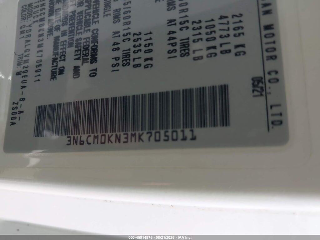 3N6CM0KN3MK705011 2021 NISSAN NV200  CARGO photo no. 9