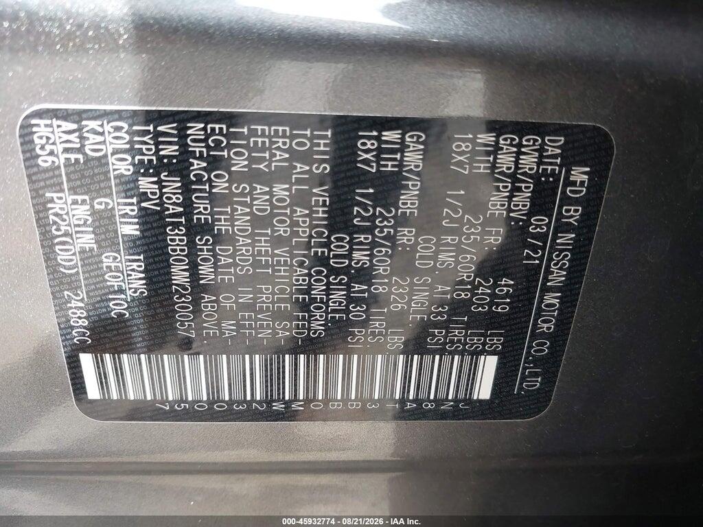 JN8AT3BB0MW230057 2021 NISSAN ROGUE photo no. 9